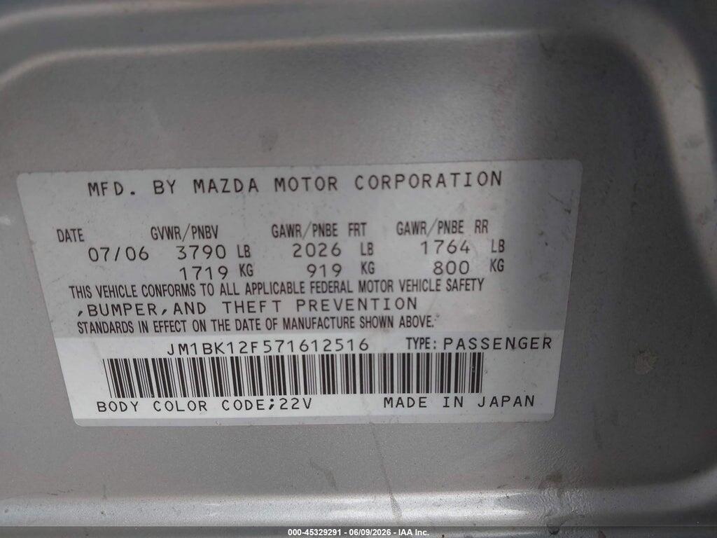 JM1BK12F571612516 2007 MAZDA MAZDA3 photo no. 9