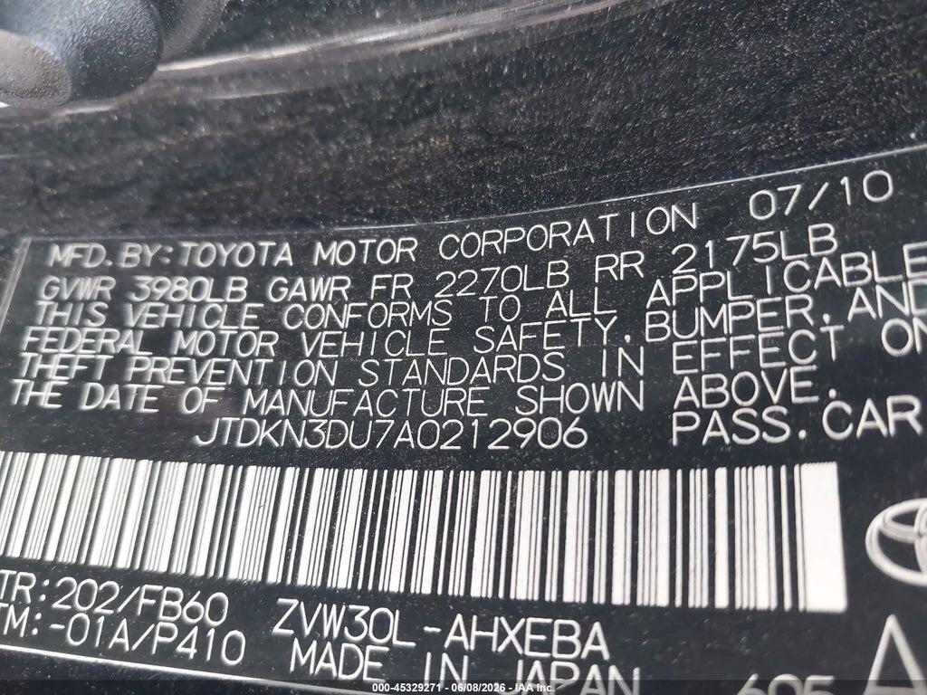 JTDKN3DU7A0212906 2010 TOYOTA PRIUS photo no. 9