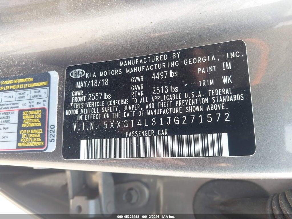 5XXGT4L31JG271572 2018 KIA OPTIMA photo no. 9