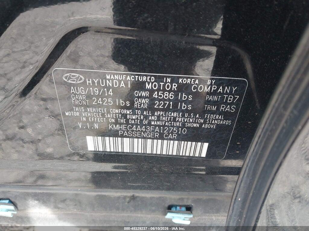KMHEC4A43FA127510 2015 HYUNDAI SONATA HYBRID photo no. 9
