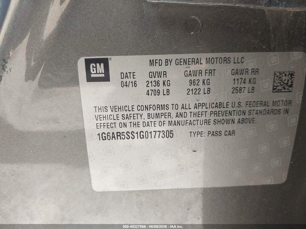 1G6AR5SS1G0177305 2016 CADILLAC CTS photo no. 9