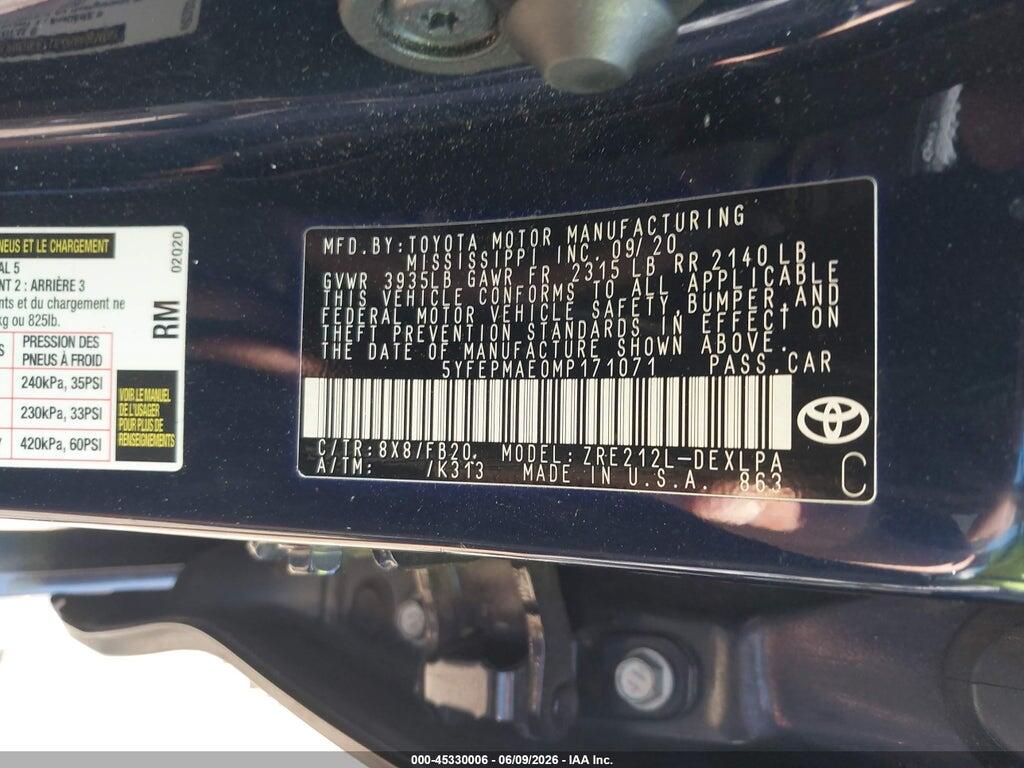 5YFEPMAE0MP171071 2021 TOYOTA COROLLA photo no. 9