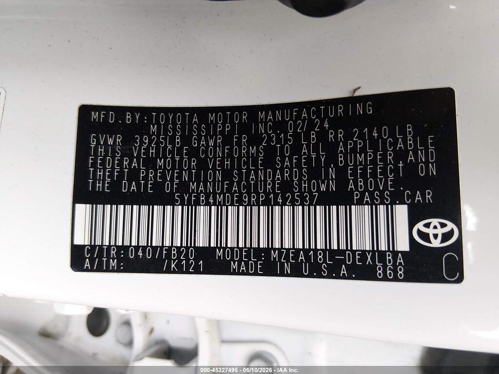 5YFB4MDE9RP142537 2024 TOYOTA COROLLA photo no. 9
