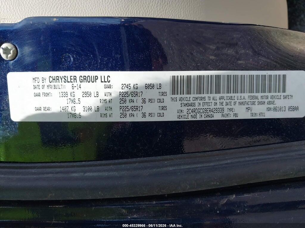 2C4RDGCG9ER429339 2014 DODGE GRAND CARAVAN photo no. 9