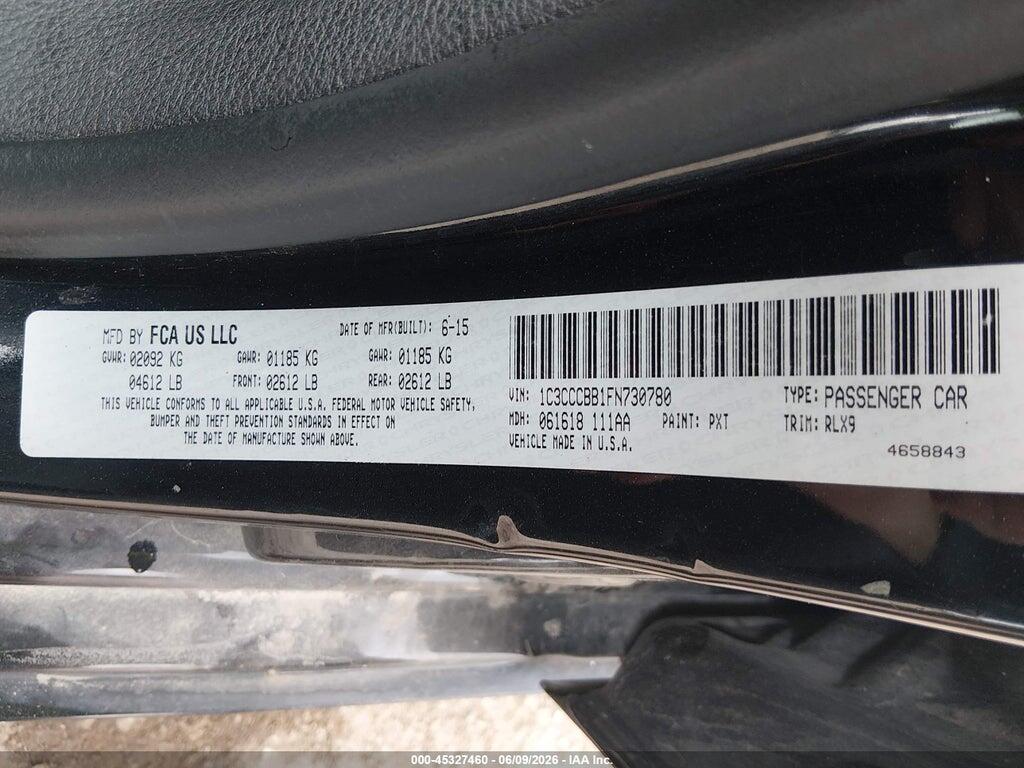 1C3CCCBB1FN730780 2015 CHRYSLER 200 photo no. 9