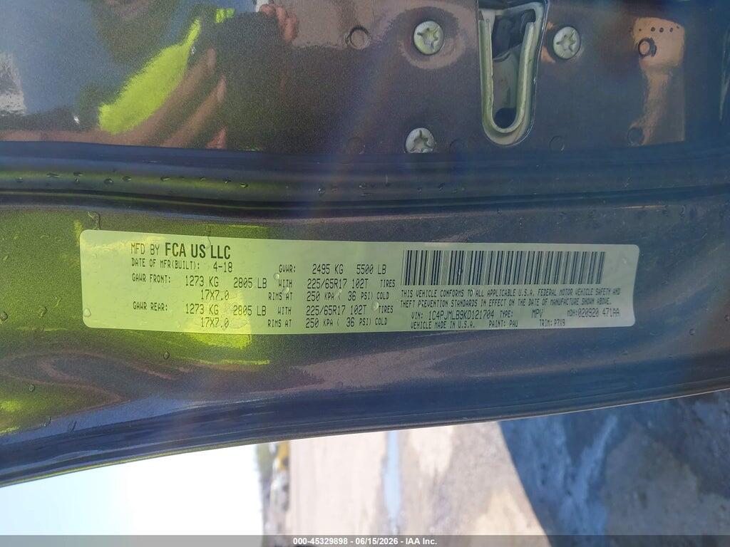 1C4PJMLB9KD121704 2019 JEEP CHEROKEE photo no. 9