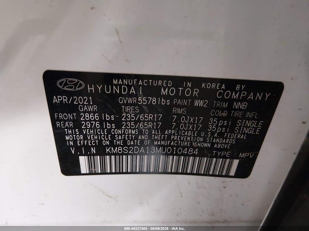 KM8S2DA13MU010484 2021 HYUNDAI SANTA FE HYBRID photo no. 9