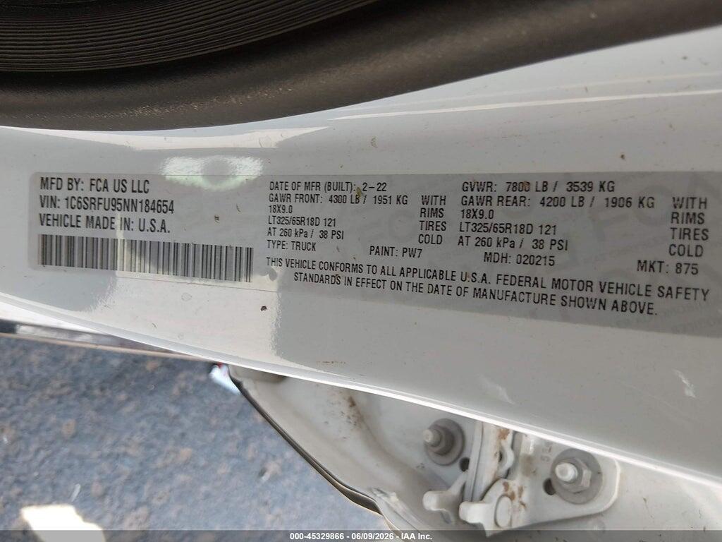 1C6SRFU95NN184654 2022 RAM 1500 photo no. 9