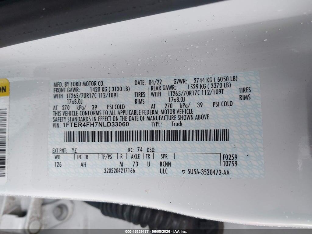 1FTER4FH7NLD33060 2022 FORD RANGER photo no. 9