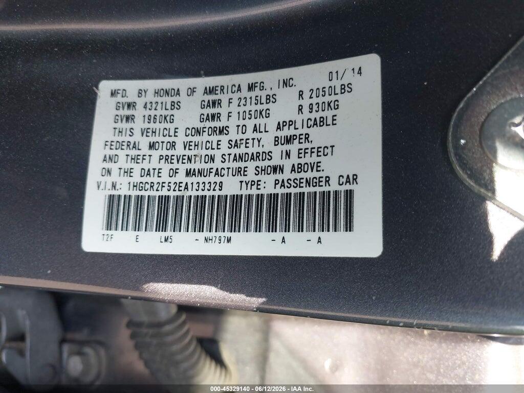 1HGCR2F52EA133329 2014 HONDA ACCORD photo no. 9