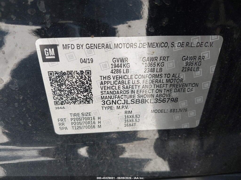 3GNCJLSB8KL356798 2019 CHEVROLET TRAX photo no. 9