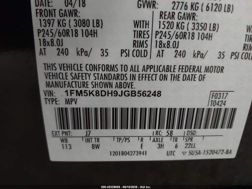 1FM5K8DH9JGB56248 2018 FORD EXPLORER photo no. 9