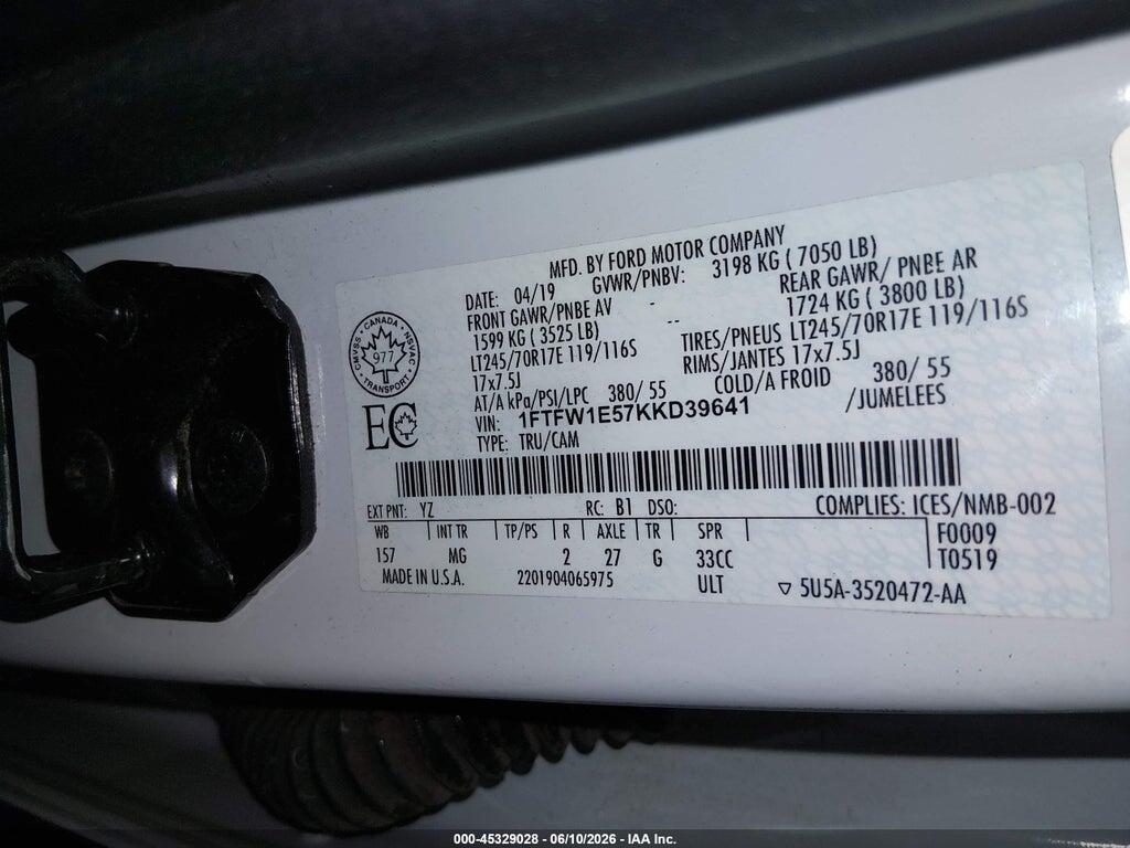 1FTFW1E57KKD39641 2019 FORD F-150 photo no. 9
