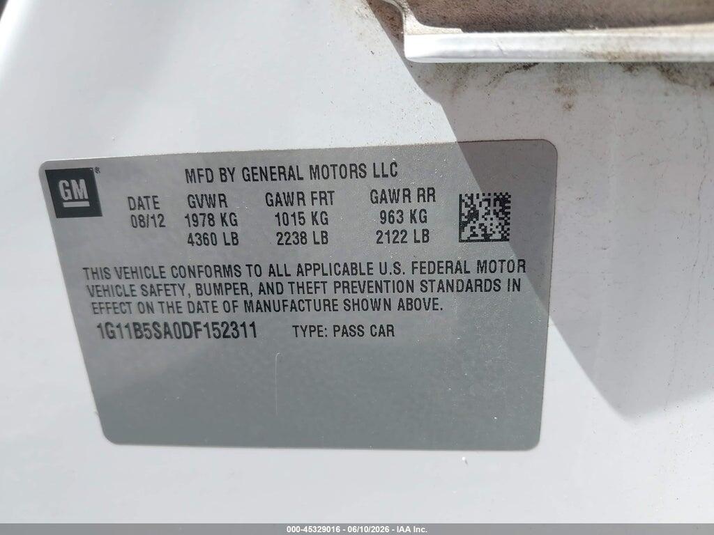 1G11B5SA0DF152311 2013 CHEVROLET MALIBU photo no. 9