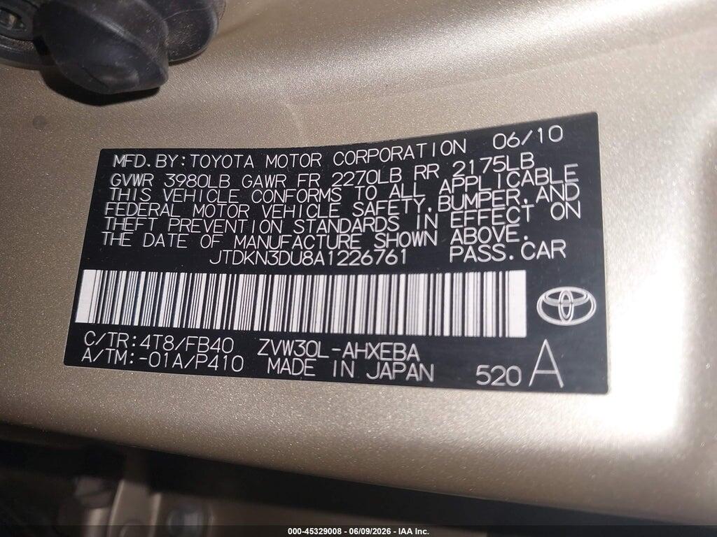 JTDKN3DU8A1226761 2010 TOYOTA PRIUS photo no. 9