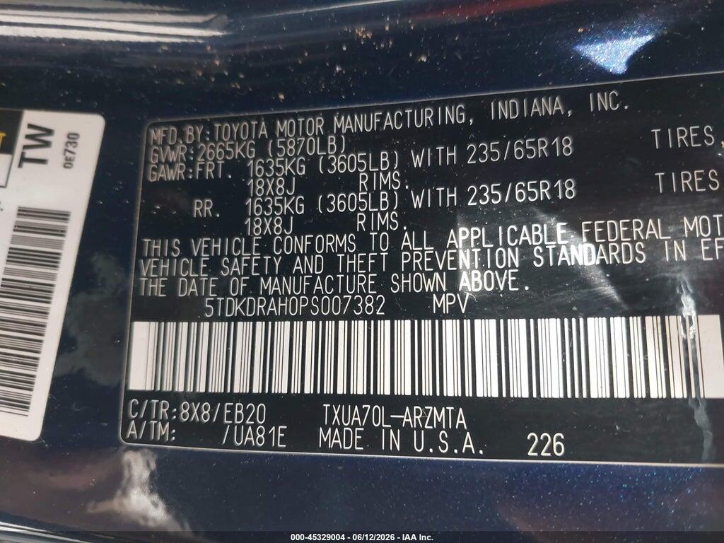 5TDKDRAH0PS007382 2023 TOYOTA HIGHLANDER photo no. 9
