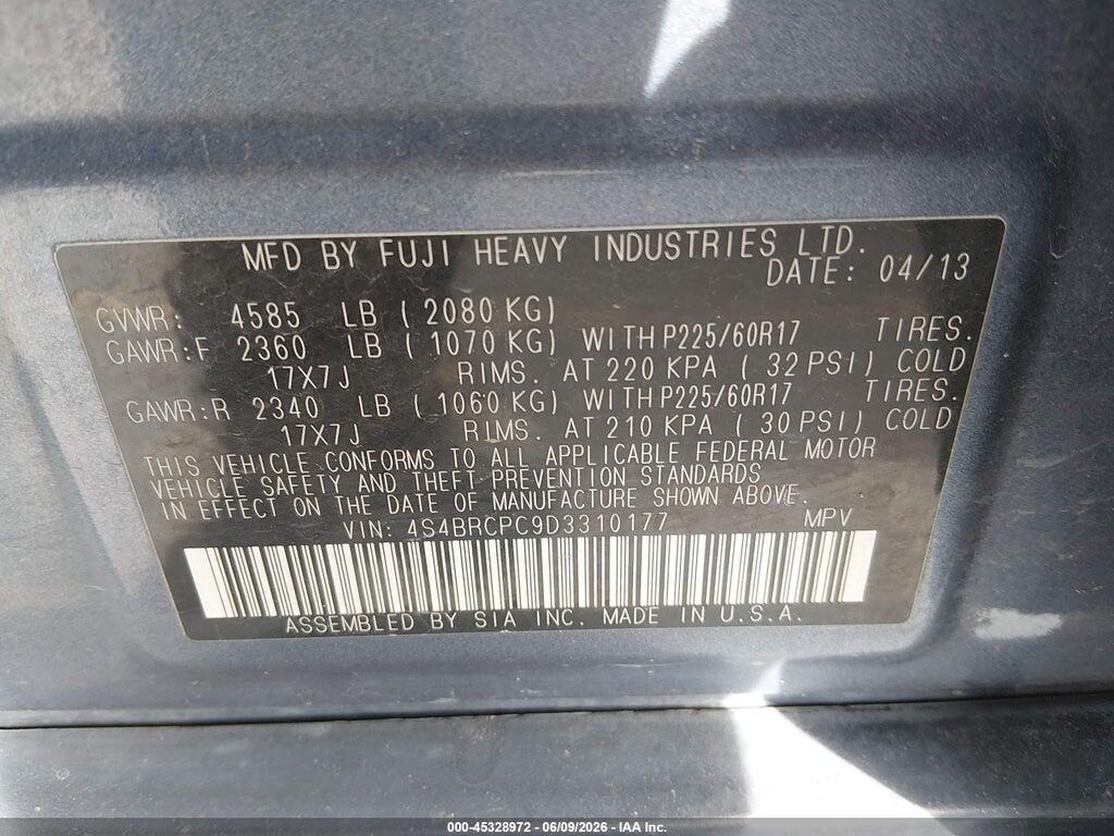 4S4BRCPC9D3310177 2013 SUBARU OUTBACK photo no. 9