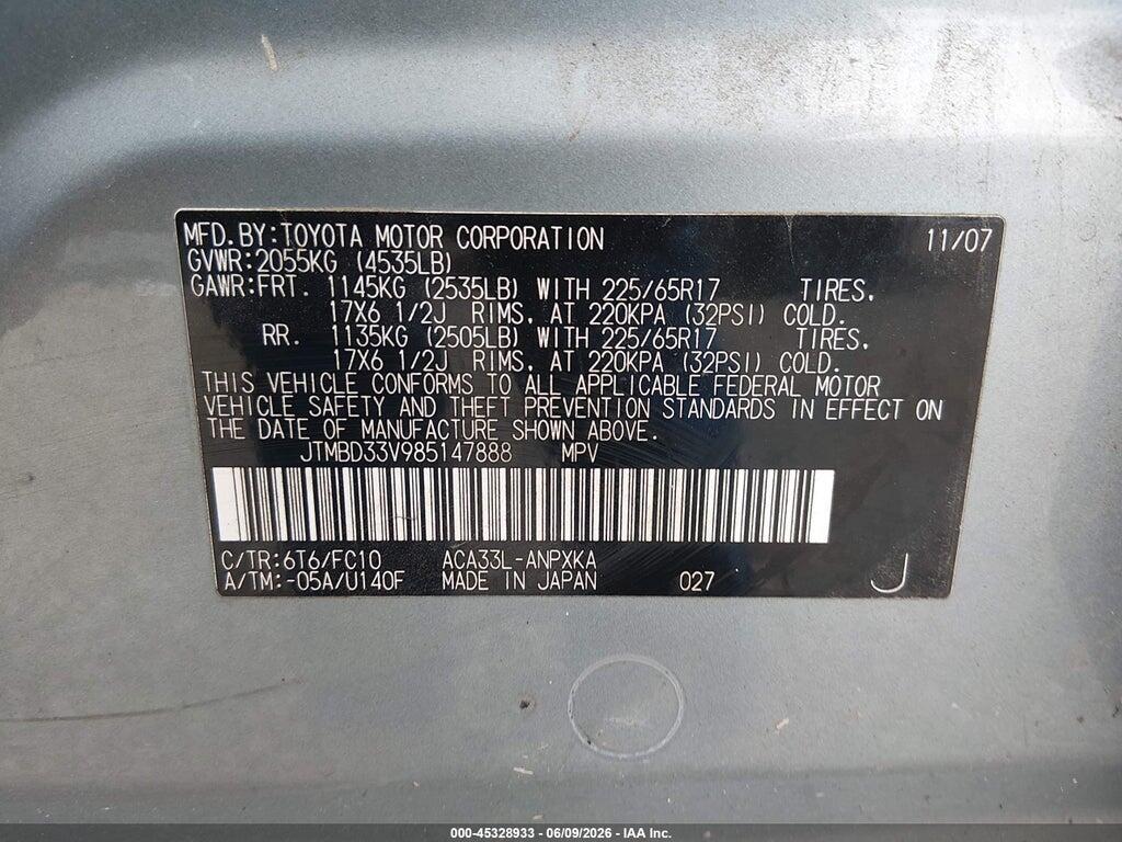 JTMBD33V985147888 2008 TOYOTA RAV4 photo no. 9
