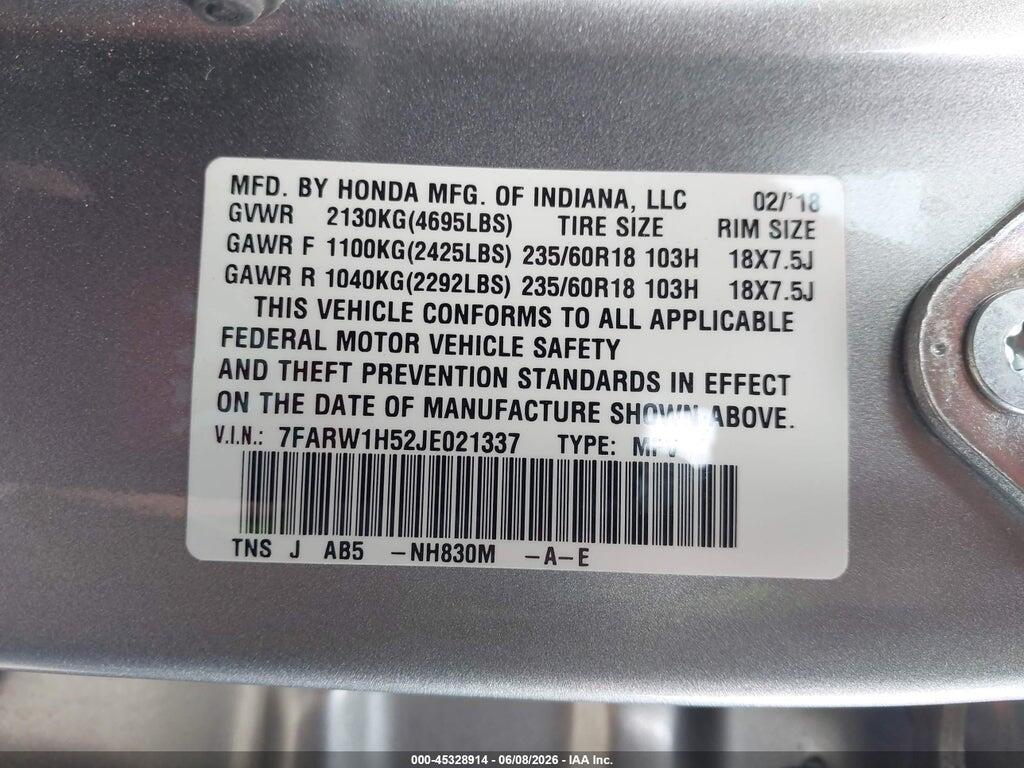 7FARW1H52JE021337 2018 HONDA CR-V photo no. 9