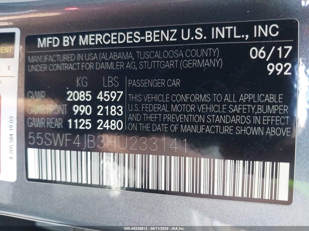 55SWF4JB3HU233141 2017 MERCEDES-BENZ C 300 photo no. 9
