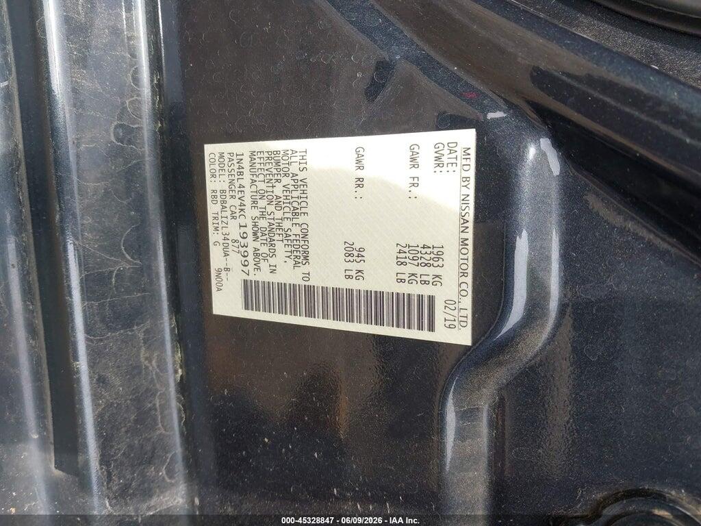 1N4BL4EV4KC193997 2019 NISSAN ALTIMA photo no. 9