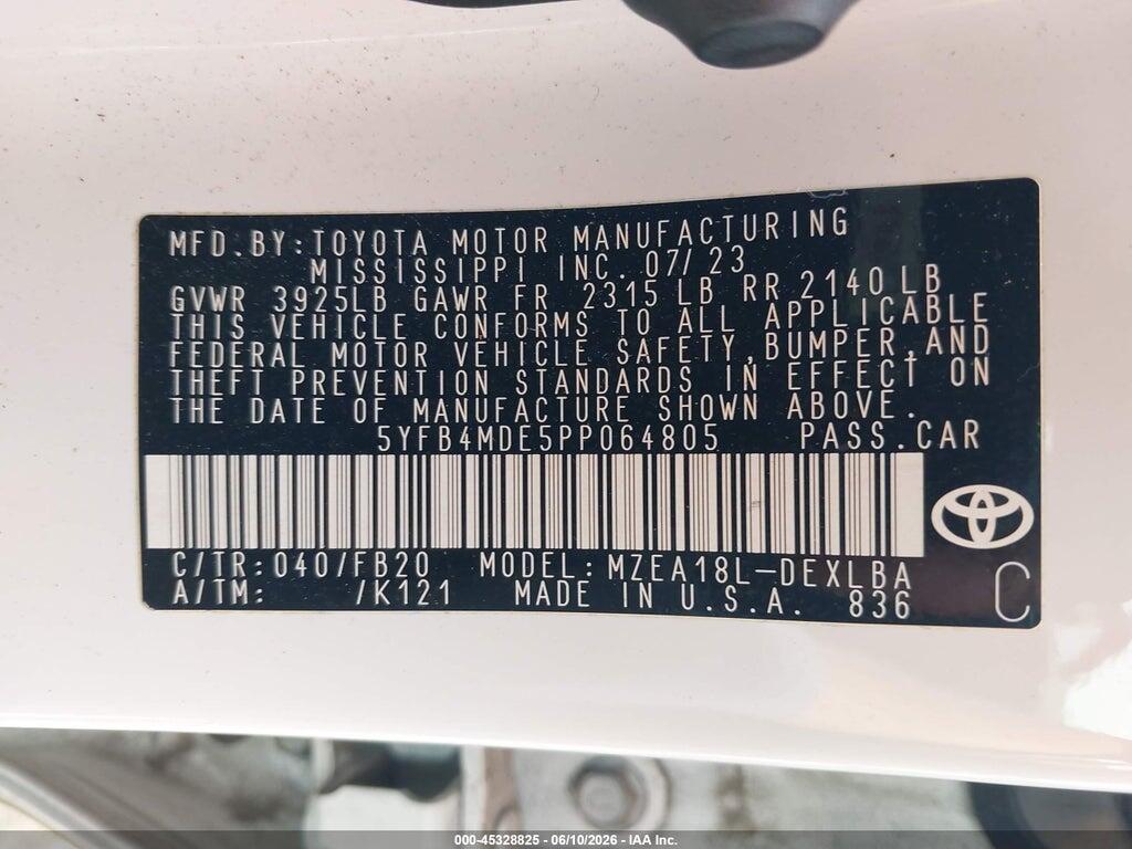 5YFB4MDE5PP064805 2023 TOYOTA COROLLA photo no. 9