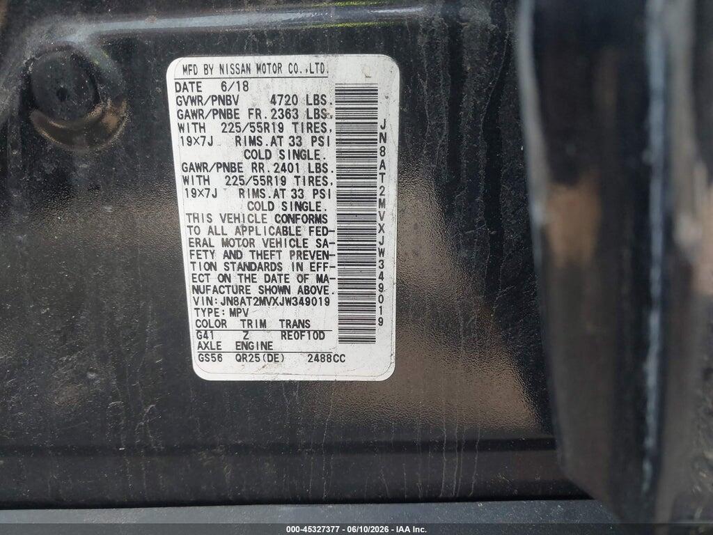JN8AT2MVXJW349019 2018 NISSAN ROGUE photo no. 9