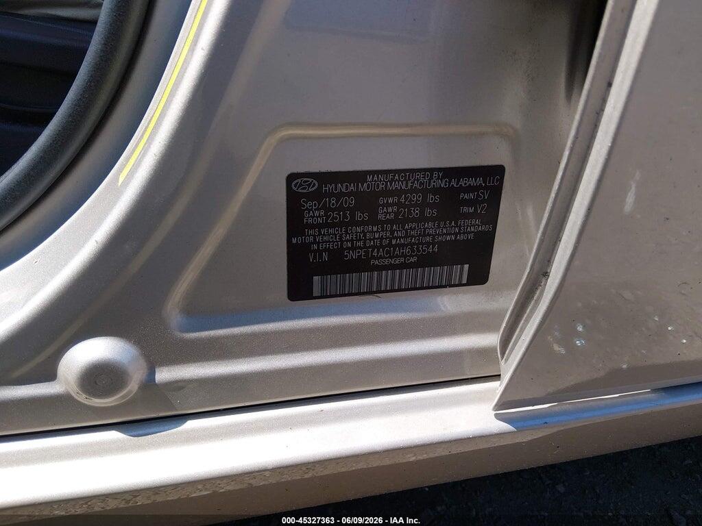5NPET4AC1AH633544 2010 HYUNDAI SONATA photo no. 9