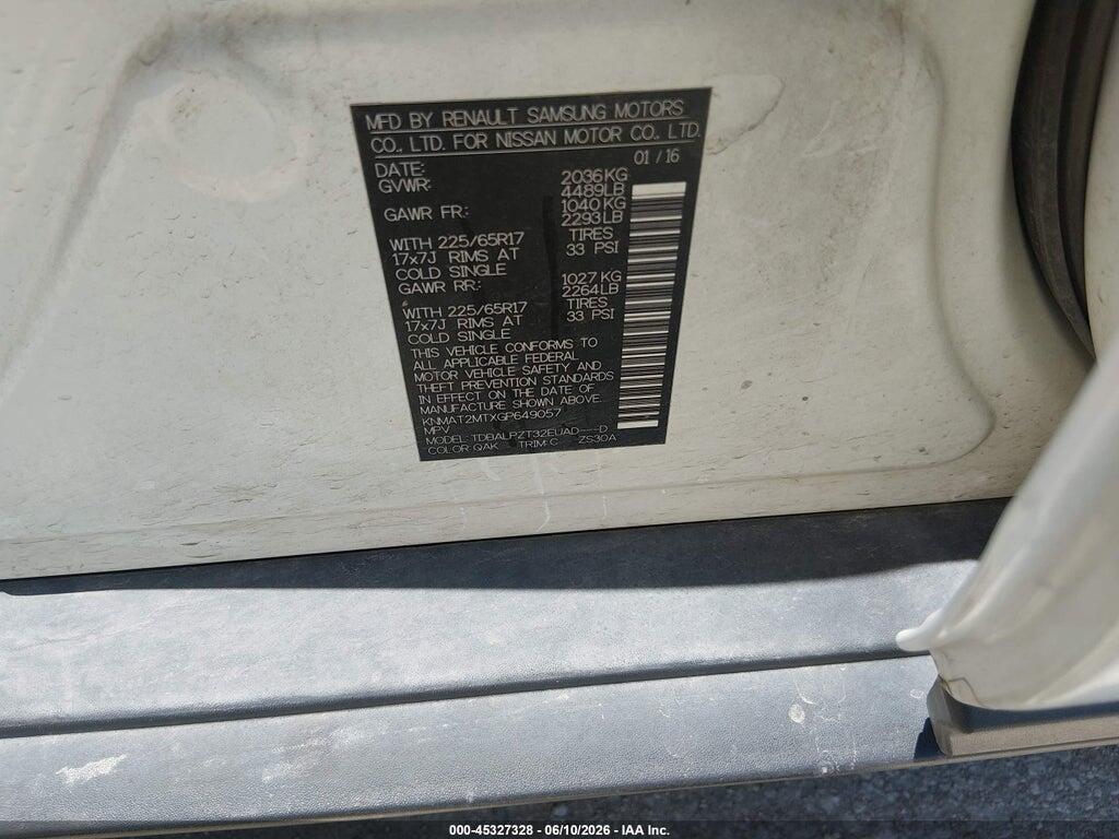 KNMAT2MTXGP649057 2016 NISSAN ROGUE photo no. 9