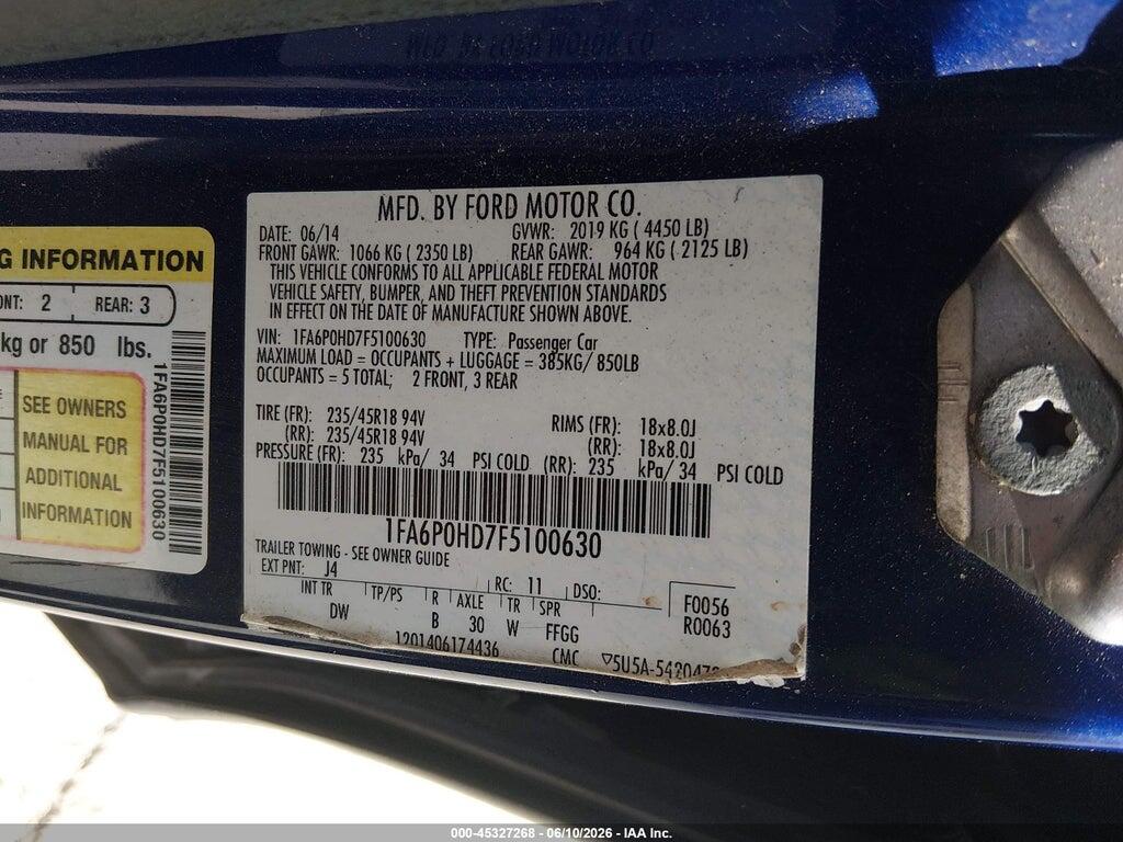 1FA6P0HD7F5100630 2015 FORD FUSION photo no. 9