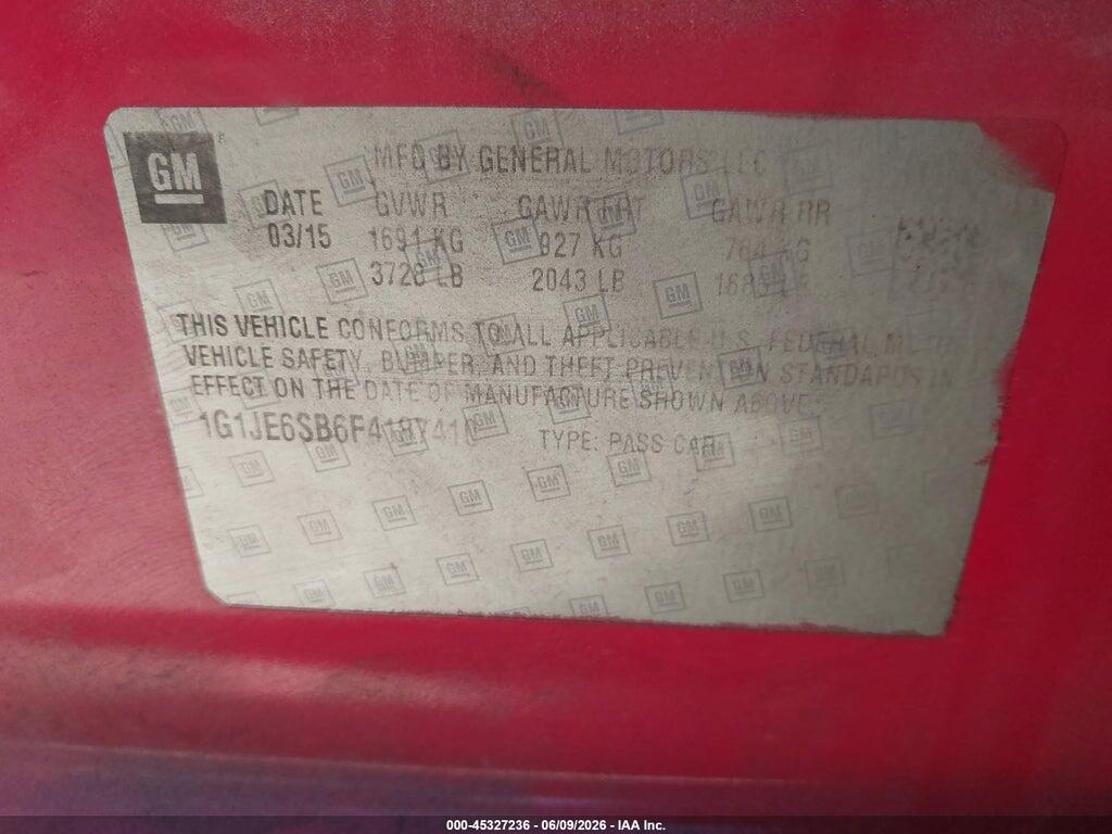 1G1JE6SB6F4187410 2015 CHEVROLET SONIC photo no. 9
