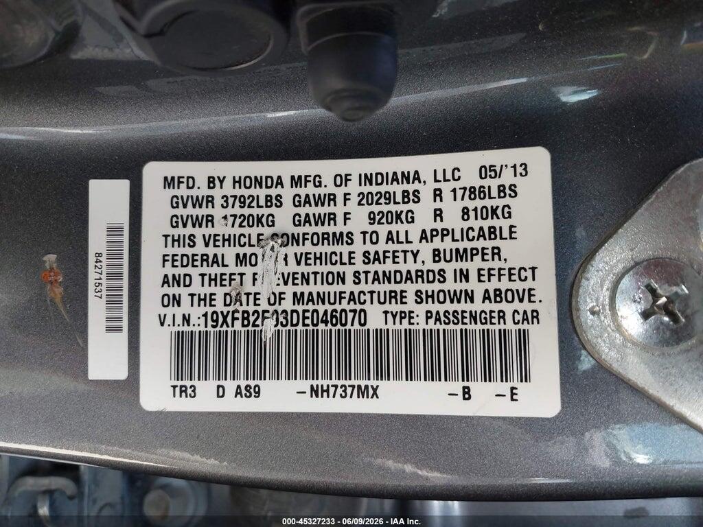 19XFB2F93DE046070 2013 HONDA CIVIC photo no. 9