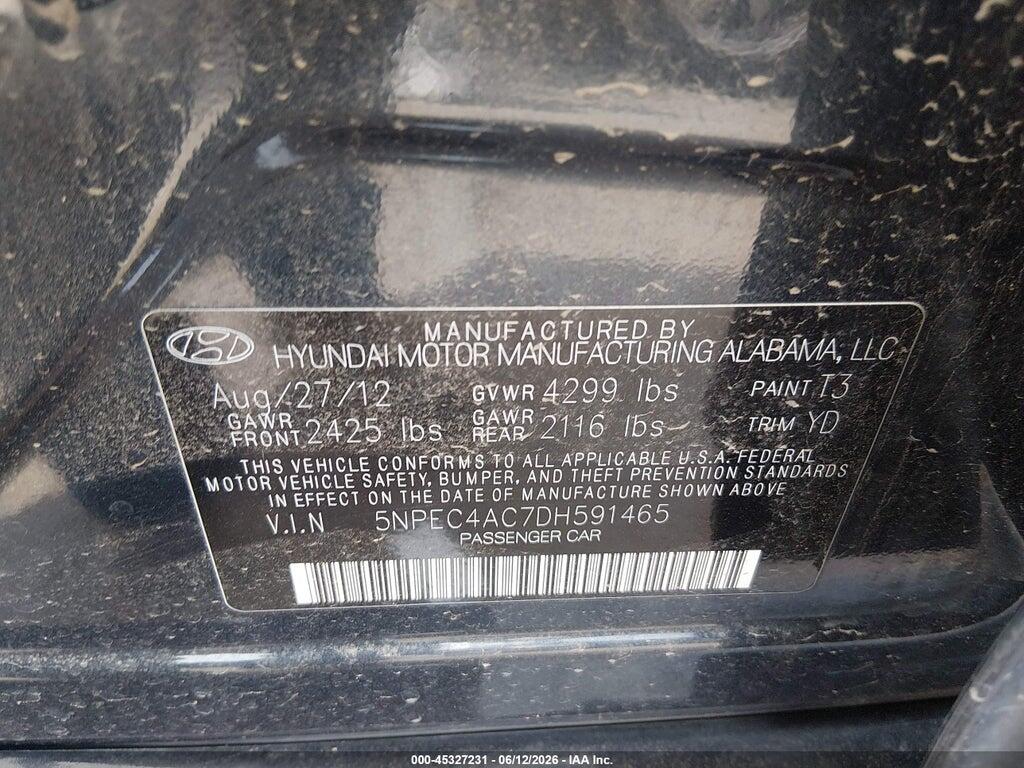 5NPEC4AC7DH591465 2013 HYUNDAI SONATA photo no. 9