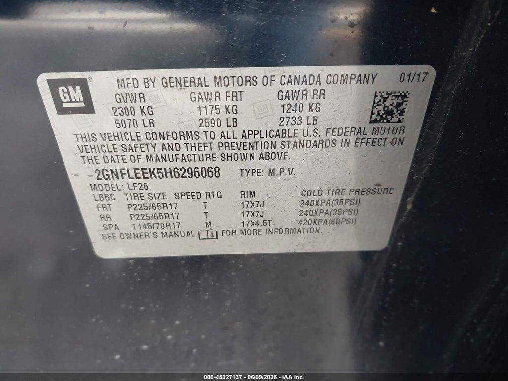 2GNFLEEK5H6296068 2017 CHEVROLET EQUINOX photo no. 9