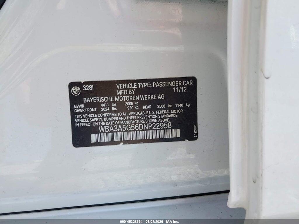 WBA3A5G56DNP22958 2013 BMW 328I photo no. 9