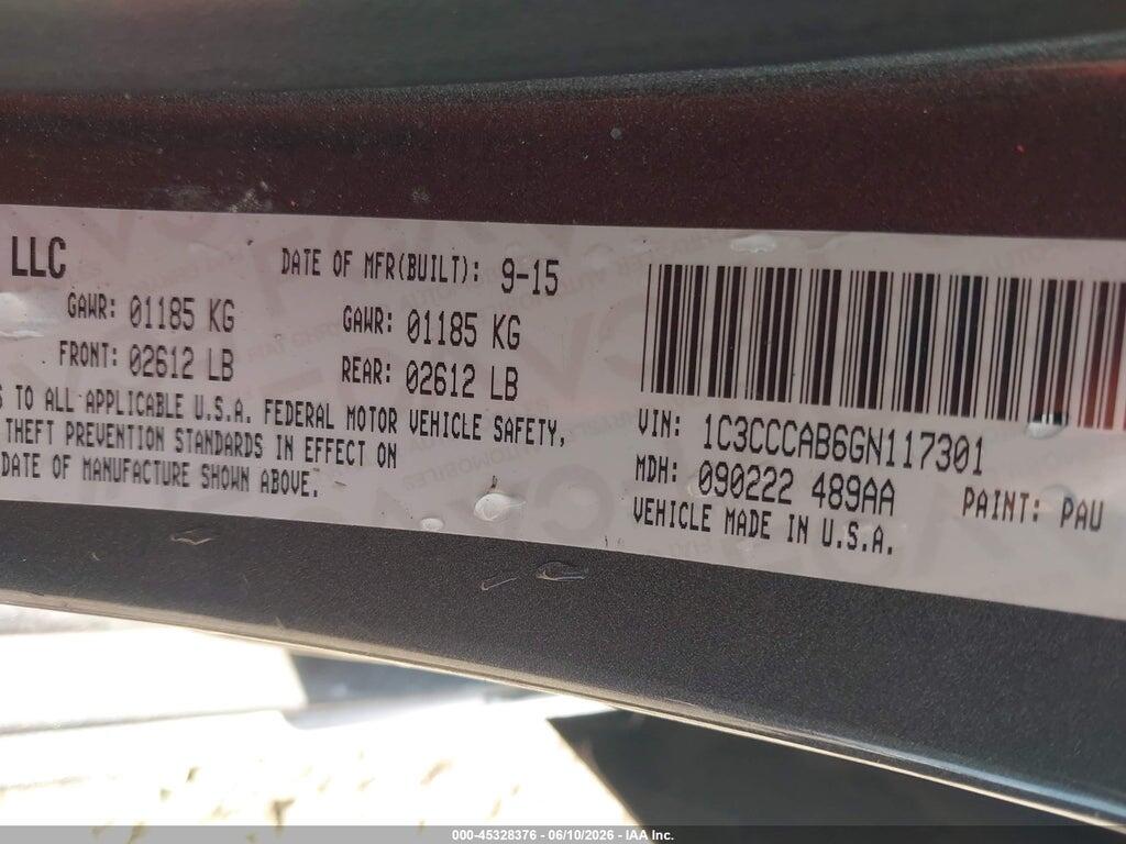 1C3CCCAB6GN117301 2016 CHRYSLER 200 photo no. 9