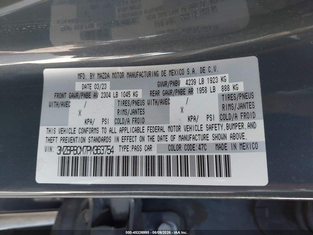 3MZBPBCM7PM363754 2023 MAZDA MAZDA3 photo no. 9
