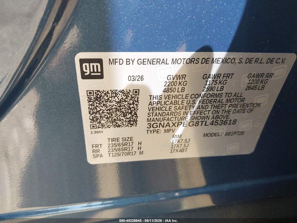 3GNAXPEG8TL453618 2026 CHEVROLET EQUINOX photo no. 9