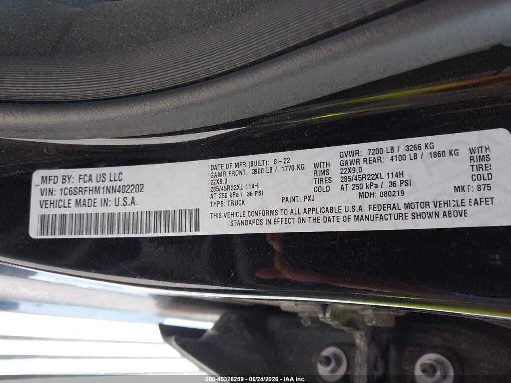 1C6SRFHM1NN402202 2022 RAM 1500 photo no. 9