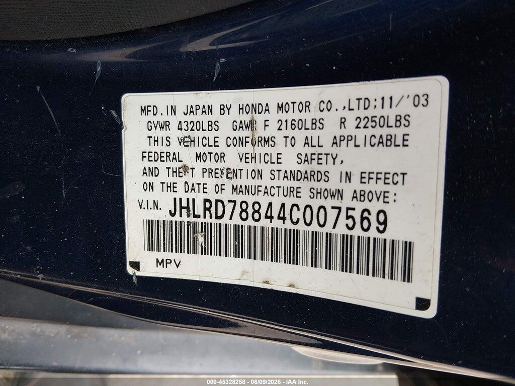JHLRD78844C007569 2004 HONDA CR-V photo no. 9
