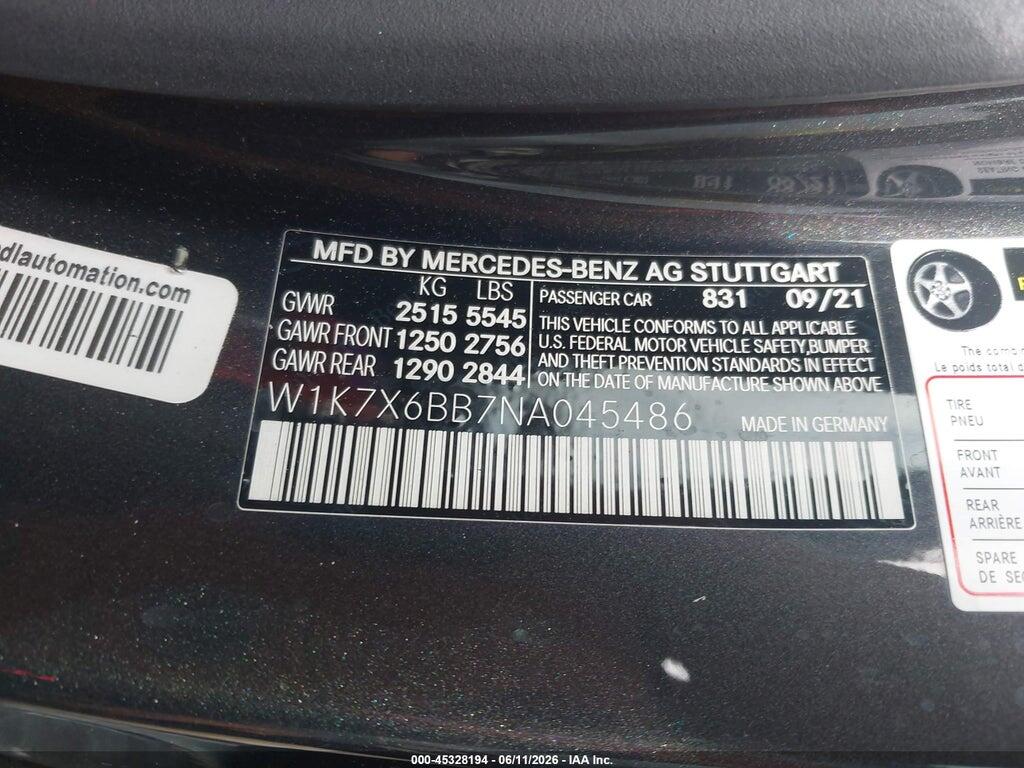 W1K7X6BB7NA045486 2022 MERCEDES-BENZ AMG GT 53 4-DOOR COUPE photo no. 9