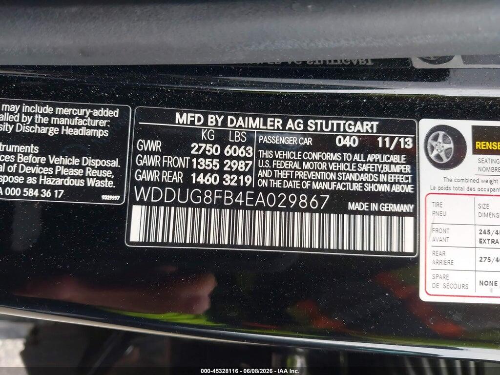 WDDUG8FB4EA029867 2014 MERCEDES-BENZ S 550 photo no. 9