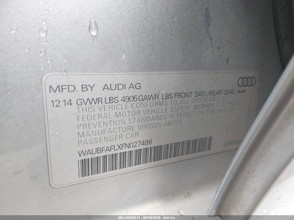 WAUBFAFLXFN027486 2015 AUDI A4 photo no. 9
