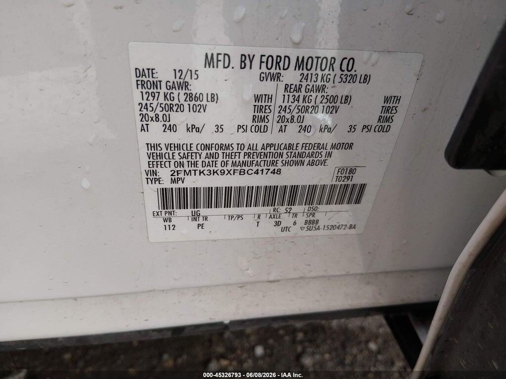 2FMTK3K9XFBC41748 2015 FORD EDGE photo no. 9