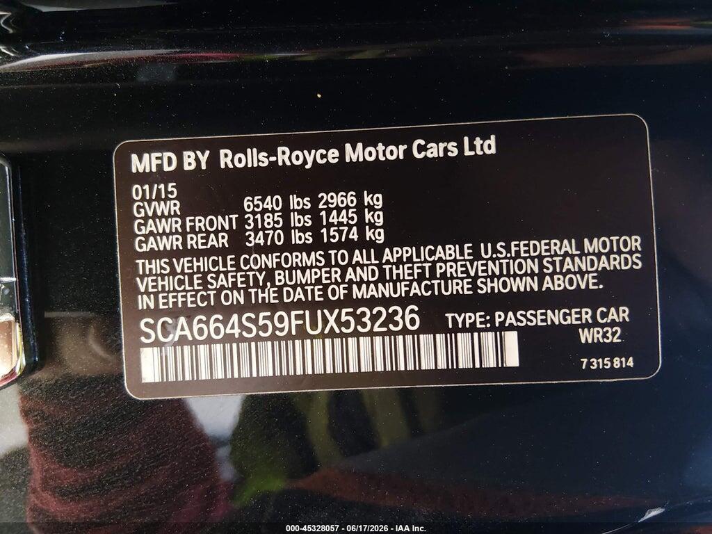 SCA664S59FUX53236 2015 ROLLS-ROYCE GHOST photo no. 9