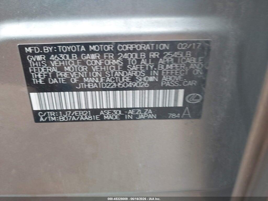 JTHBA1D22H5049026 2017 LEXUS IS 200T photo no. 7