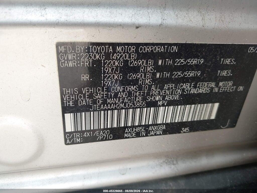 JTEAAAAH2MJ053855 2021 TOYOTA VENZA photo no. 9