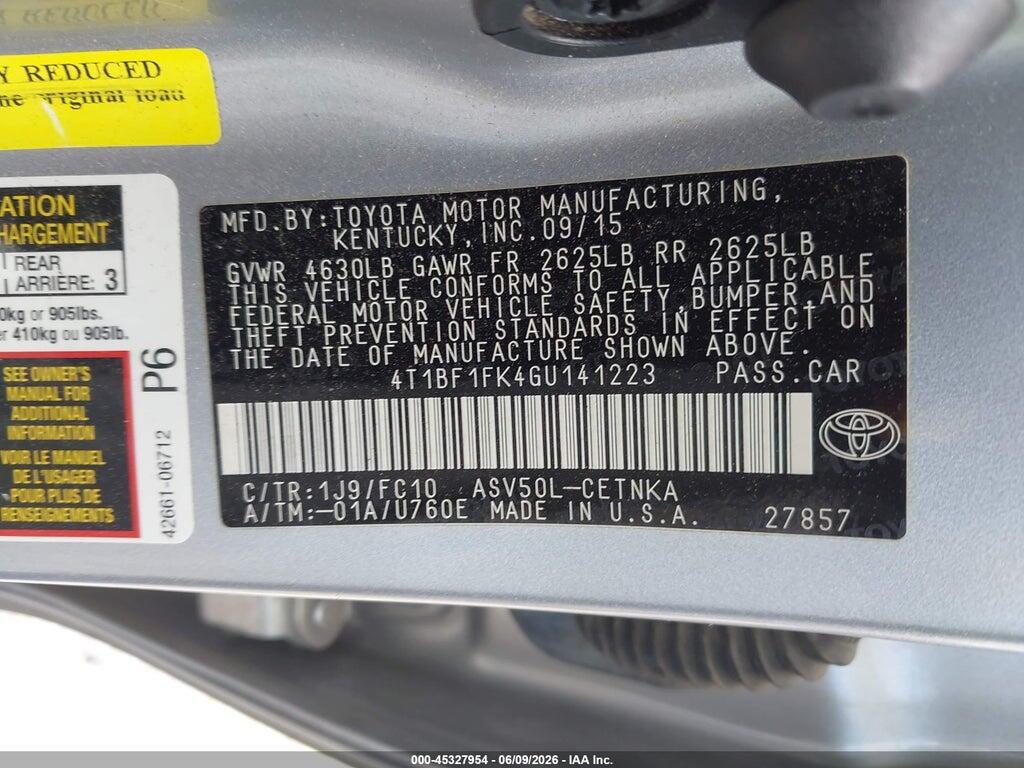 4T1BF1FK4GU141223 2016 TOYOTA CAMRY photo no. 9