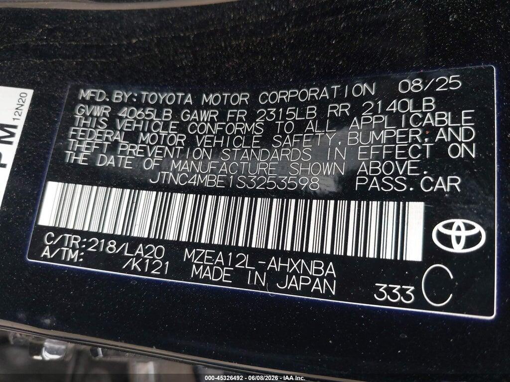 JTNC4MBE1S3253598 2025 TOYOTA COROLLA photo no. 9