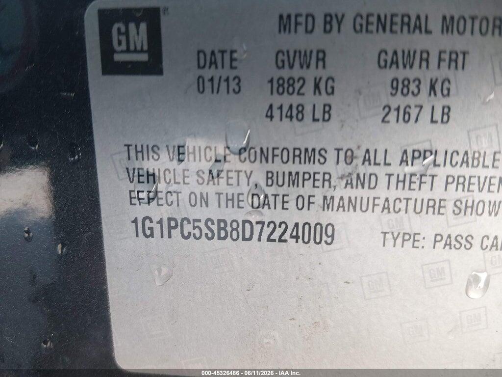 1G1PC5SB8D7224009 2013 CHEVROLET CRUZE photo no. 9